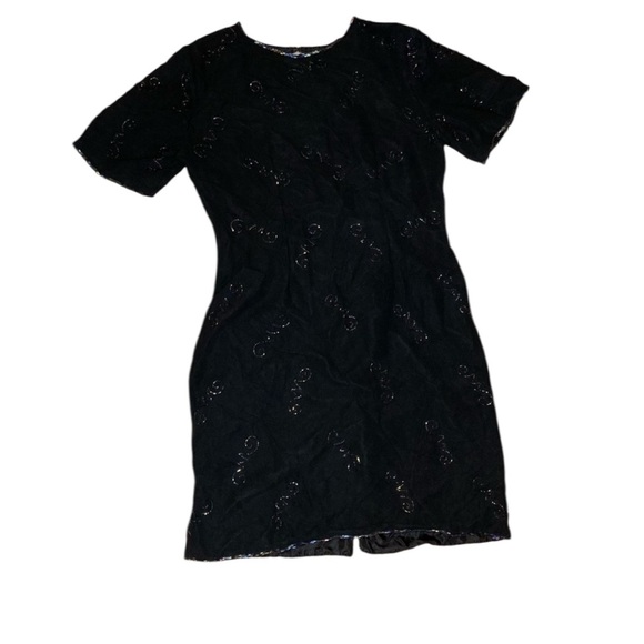 Vintage 90’s Silk Beaded Little Black Dress EUC SZ L - Picture 14 of 14